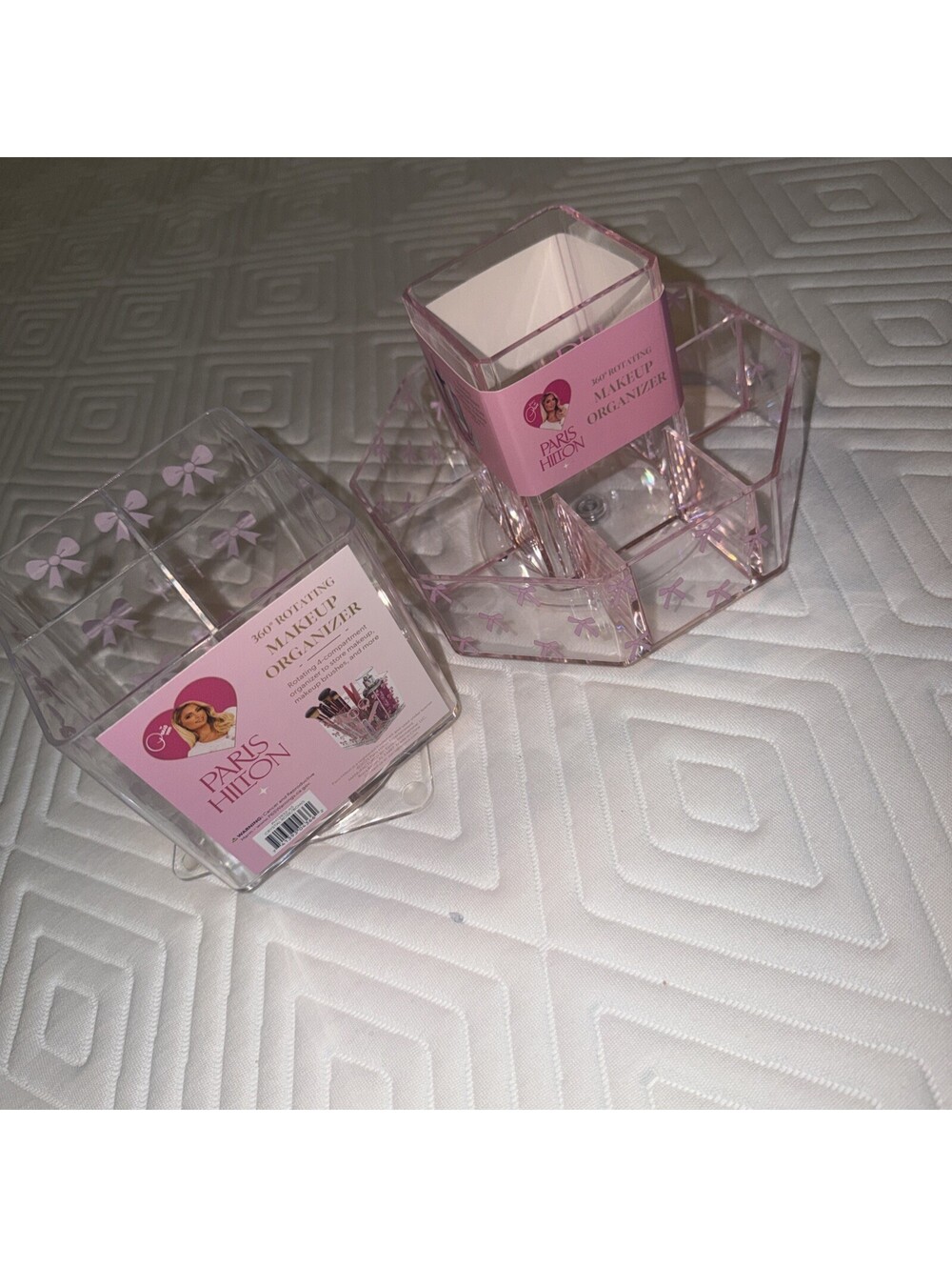 Paris Hilton 360 Rotating 2 SET Makeup Organizer clear / heart shapes